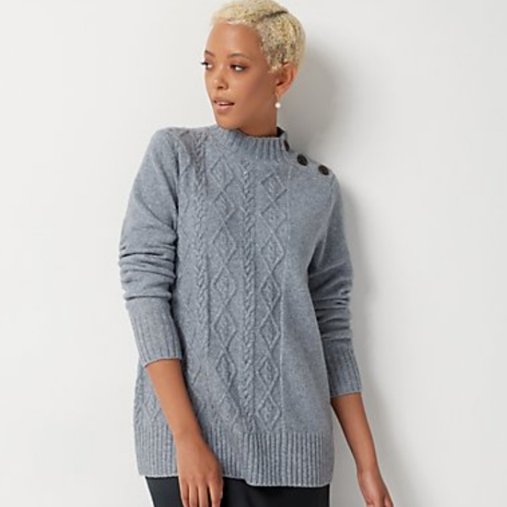 J Jason Wu Cable Knit Mock Neck Sweater Size Medium
